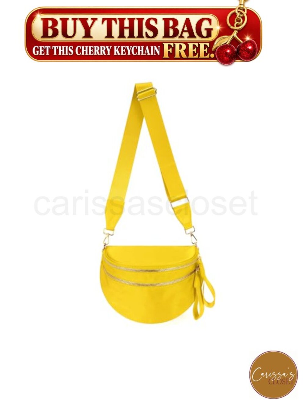 ✨ Nylon Crossbody Bag Bum Bag Purse Checkered Semicircular Gold Zip Hands-Free